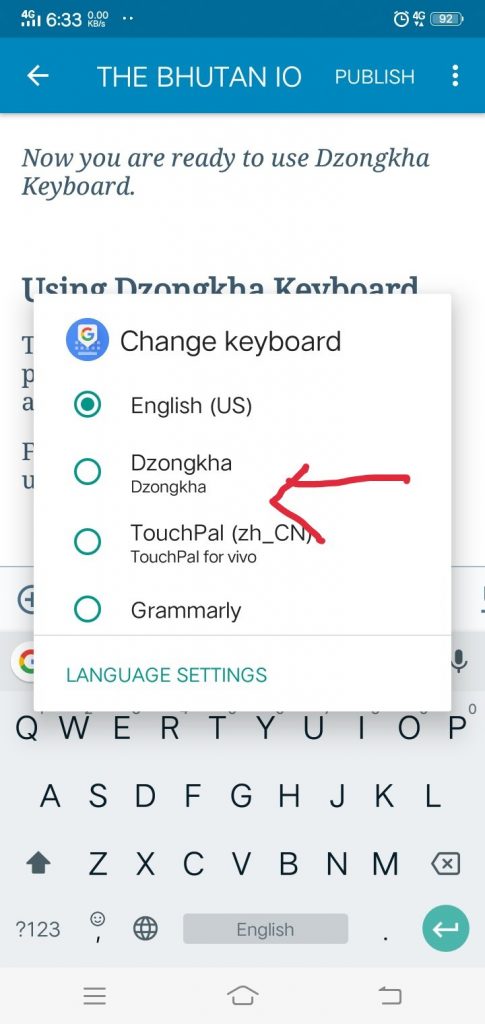 Setting up Dzongkha Keyboard