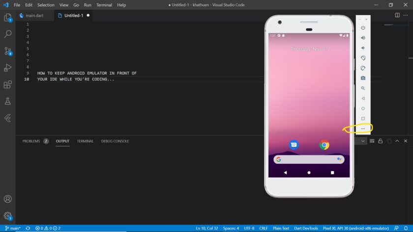 How to keep android emulator always on top of your screen